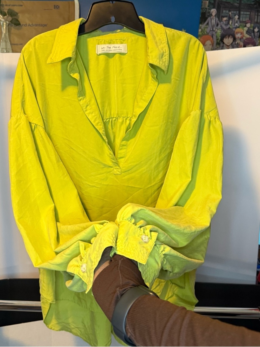 We The Free Large Olive Green Oversized Button-Front Shirt - Picture 11 of 15